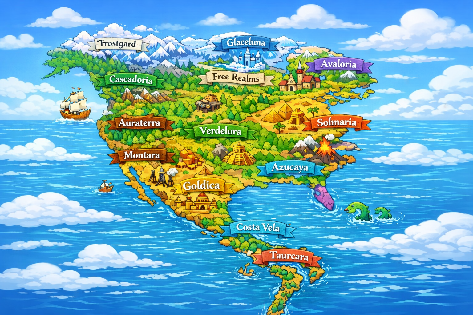 FUTURE MAPS - Beyond the clouds and across the endless sea lies a world filled with wonder.
From shining kingdoms in the north to sac